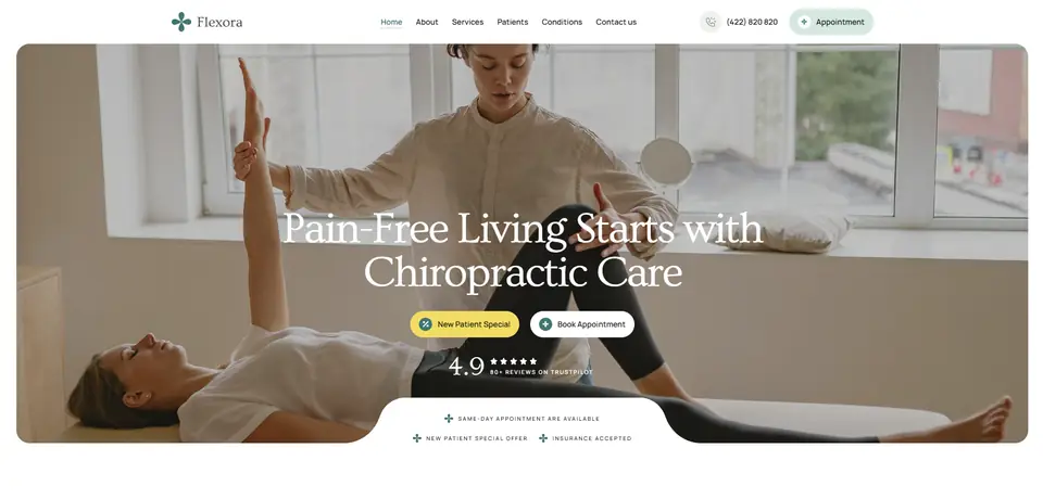 Chiropractic and Physiotherapy Clinic Website design, website design in Ahmedabad by Web and Growth